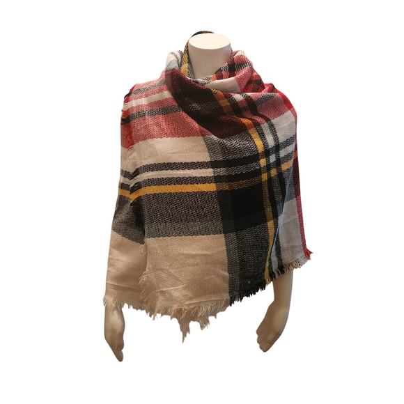 Funky Monkey Women's Plaid Multi-Color Blanket Scarf - Picture 3 of 4